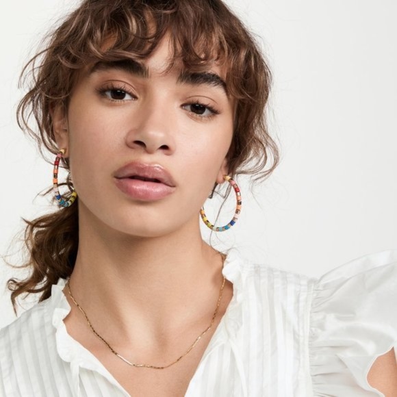 Roxanne Assoulin NWOT Golden Rainbow Hoop Earrings - Picture 2 of 6